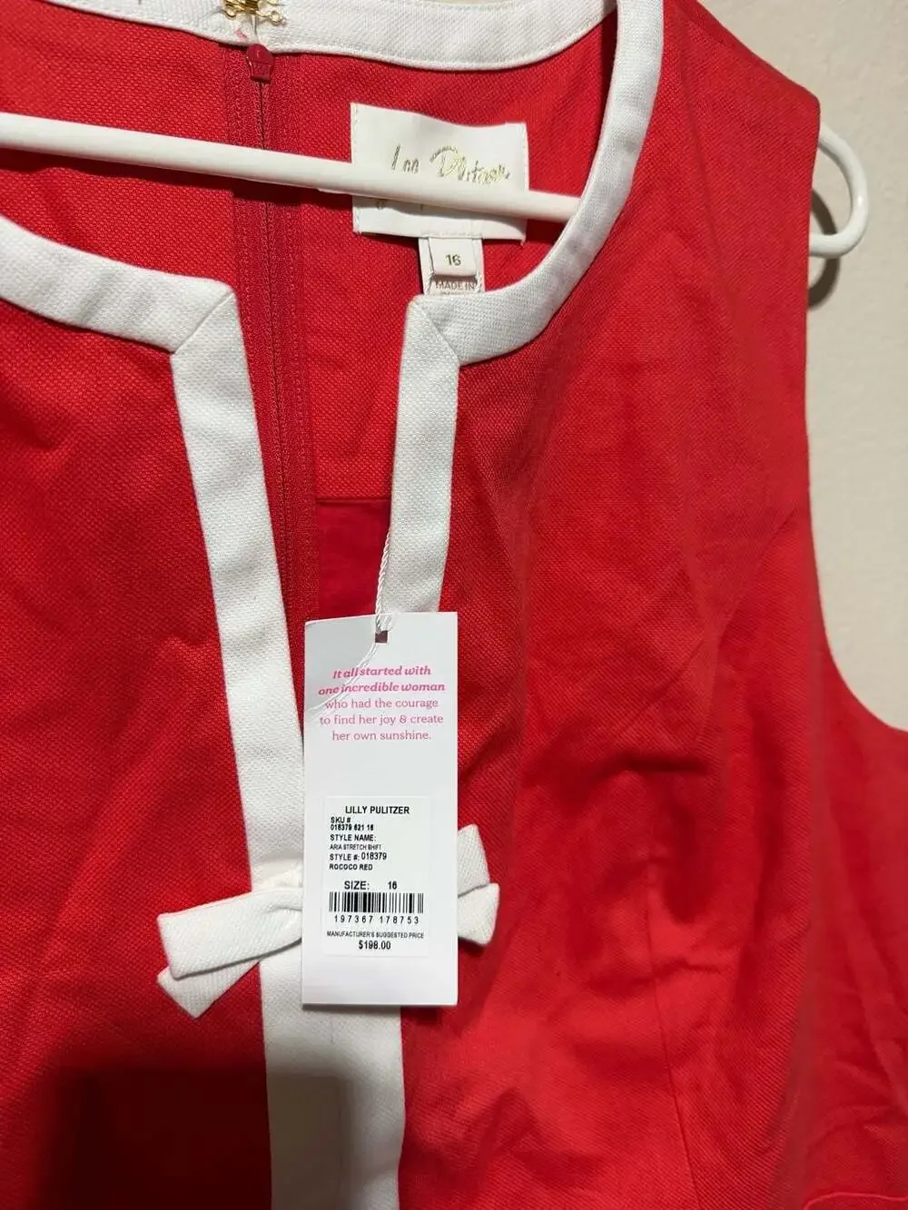 Lilly Pulitzer Aria Stretch Shift Dress in Rococo Red size 16 - Picture 2 of 3